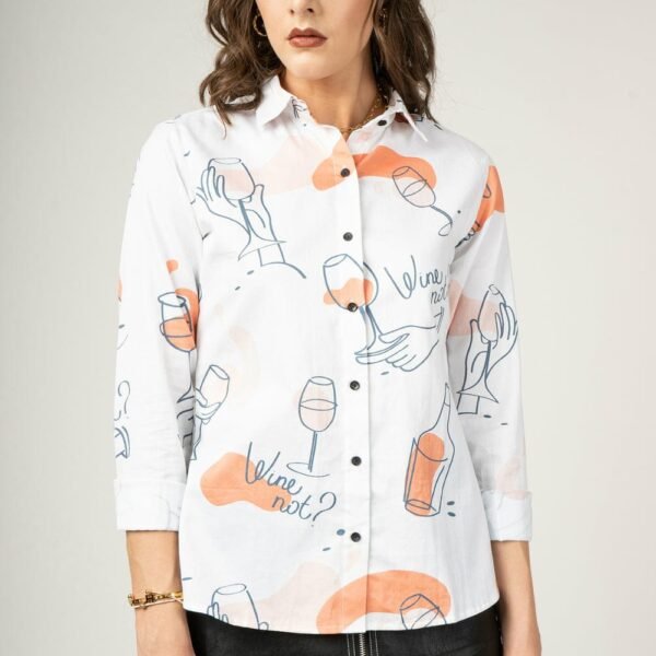 Women’s Casual Office Wear Top | Digital Printed Full Sleeve Reyon