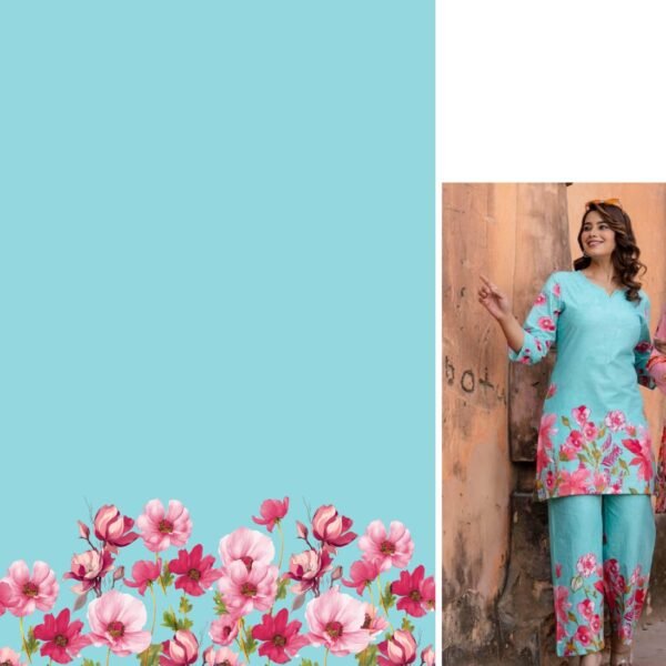 Printed Pure Cotton Gulshan Aura Coord Set for Women | Flex Cart