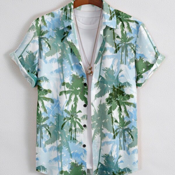 Men Tree Print Regular Fit Shirt with Spread Collar