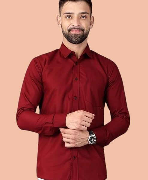 Spread-Collar Shirt with Patch Pocket