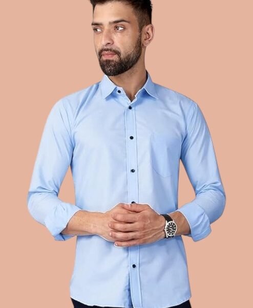 Spread-Collar Shirt with Patch Pocket