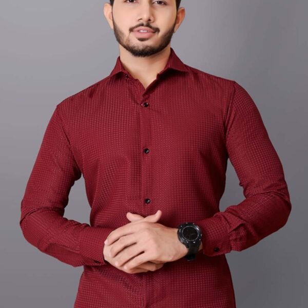 Men Regular Fit Checkered, Self Design Spread Collar Party Shirt