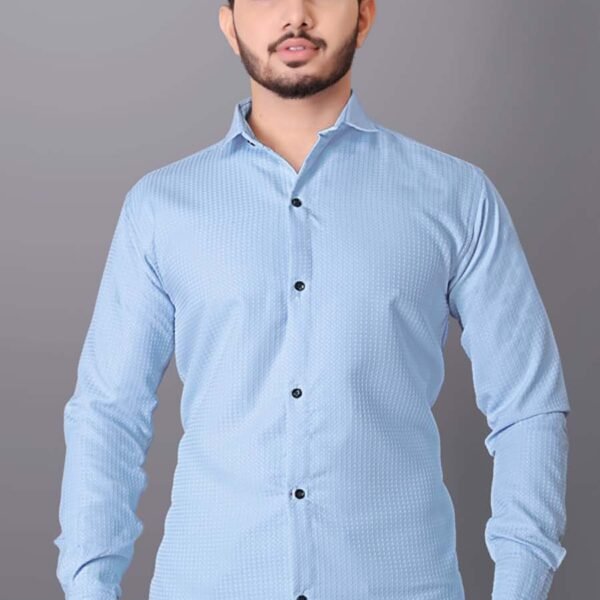 Men Regular Fit Self Design Spread Collar Casual Shirt