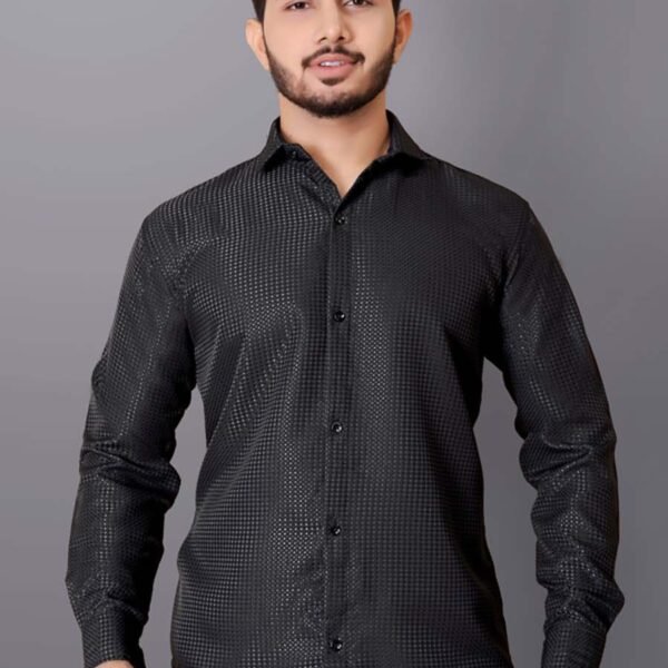 Gunj Creation Men's Shiny Textured Shirts for Men | Party & Daily Men Fancy Shirt | Men Stylish Look Shirt | Plain Shirts for Men