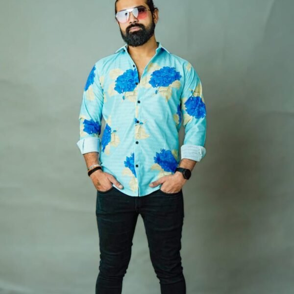 Classic Abstract Printed Button-Down Collar Cotton Shirt