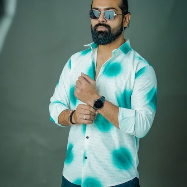 Men Regular Fit Checkered, Self Design Spread Collar Party Shirt