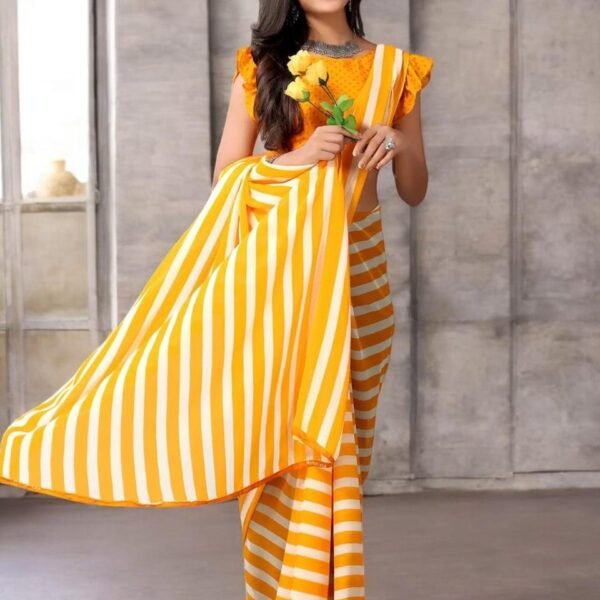 Yellow Bollywood Georgette Saree | Self Design Saree