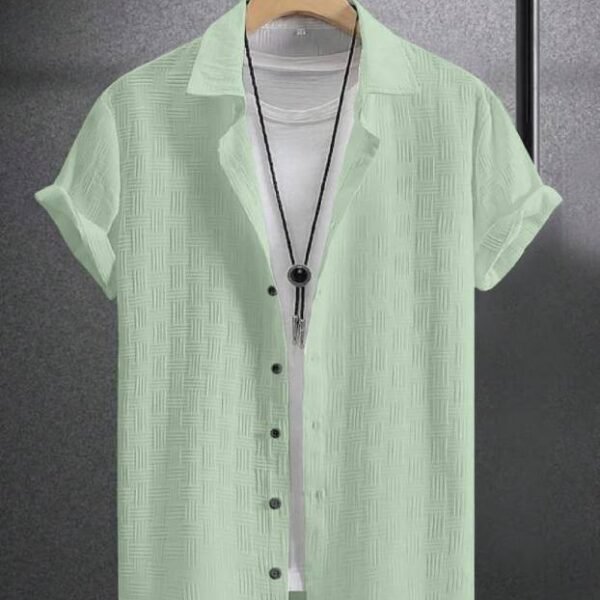 Men Regular Fit Shirt with Spread Collar