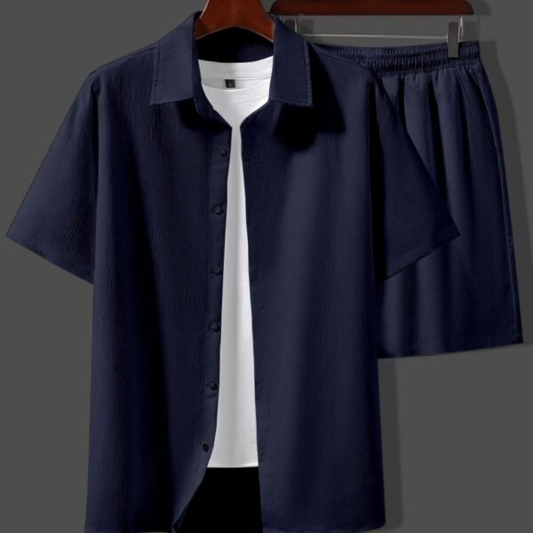Men Spread-Collar Shirt & Shorts Set
