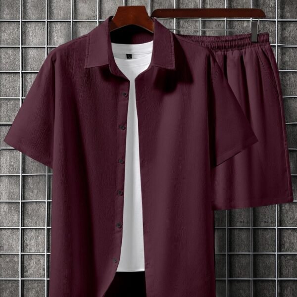 Men Shirt & Shorts Set with Short Sleeves