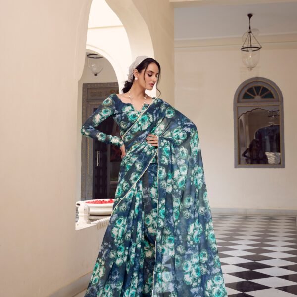 Mahandi Weightless Marble Saree with Blouse | Flex Cart