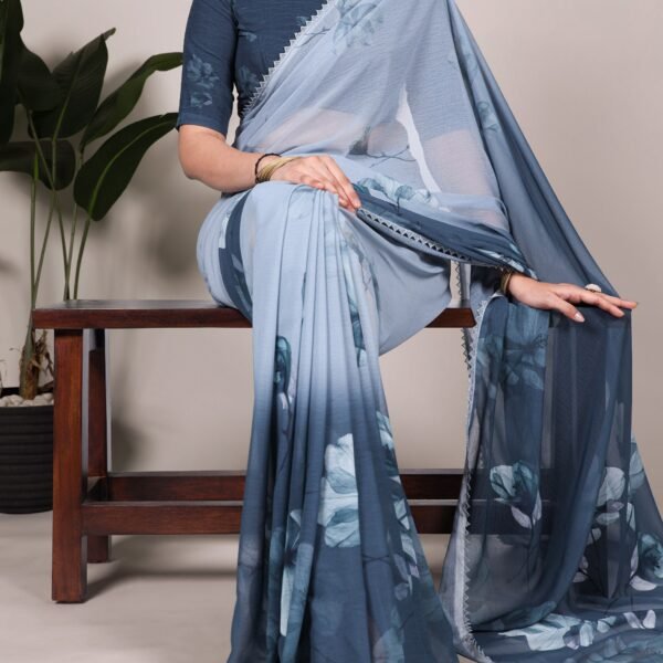 MAHASTREE Printed Marble Saree with Lace Border | Flex Cart