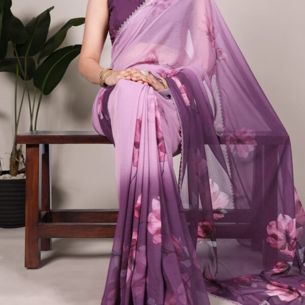 MAHASTREE Printed Marble Saree with Lace Border | Flex Cart