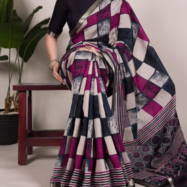 Elegant Purple Chanderi Printed Saree for Women | Flex Cart