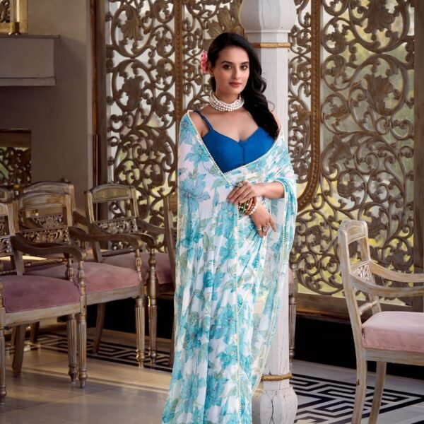 Blue Weightless Marble Saree For Women