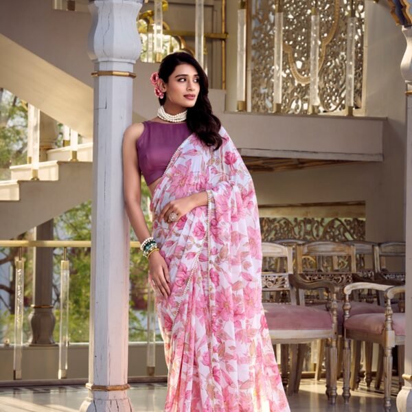 Pink Weightless Marble Saree for Women | Flex Cart