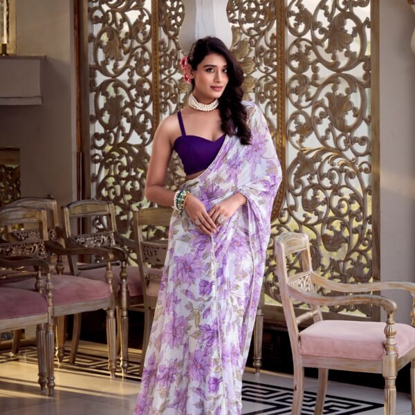 Purple Weightless Marble Saree For Women
