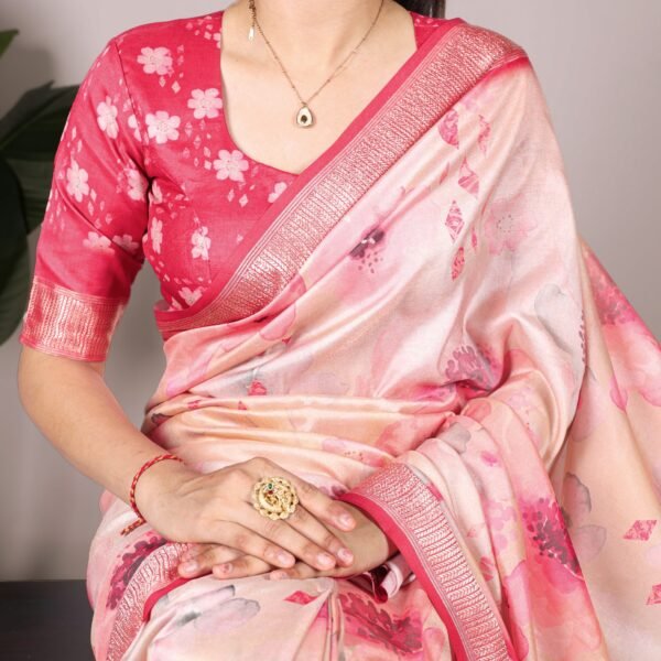 Floral Print Saree with Viscose Border | New Designer Saree Collection - Flex Cart