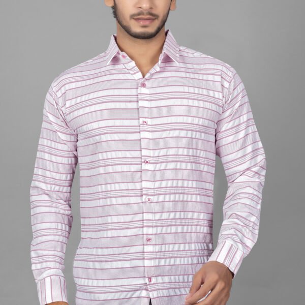 Pink & White Striped Casual Shirt